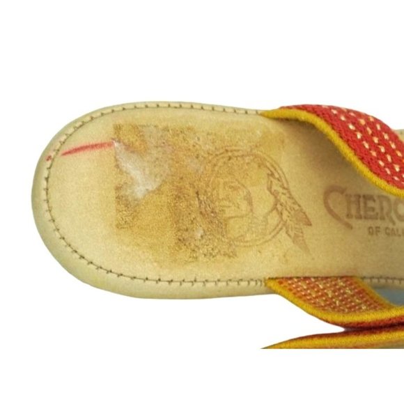 Vintage Cherokee Sandals Strappy Shoes Wedge Heels Metallic Gold Tinsel Womens 6 - Picture 9 of 10